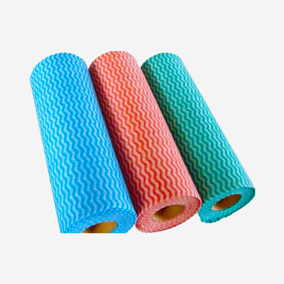 Colored Wave Pattern Mesh Non-Woven Kitchen Cleaning Wipes In Roll
